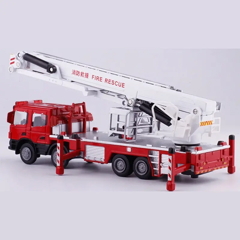 1:50 Alloy Engineering Vehicles,High Simulation Fire Truck,Fire Ladder,Climbing Car,Children's Educational Toys 1