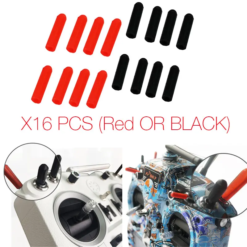 16 Pcs Silicone Transmitter Anti-Slipping Stick Switch Cap Sheath For Frsky Taranis, Qx7, Horus, Futaba Jr 1