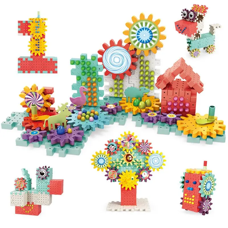 168-368Pcs Gears Building Blocks Toys Sets Baby Diy Mushroom Nails Toys Kits 3D Model Assemble Blocks Toys For Children Gifts 1