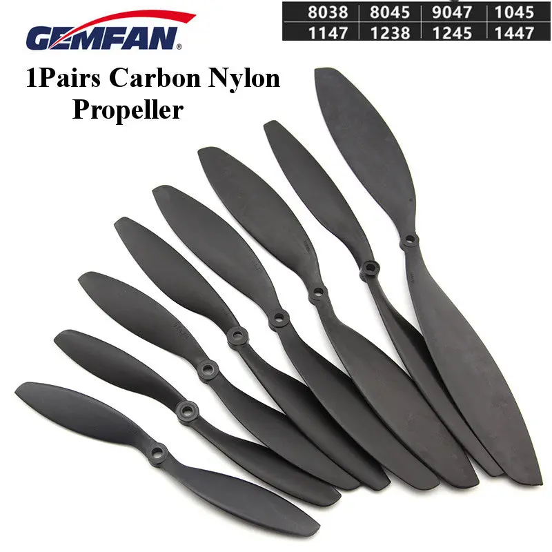 1Pair Gemfan Carbon Nylon Cw/Ccw Propeller Blades Prop 8038 8045 9047 1038 1045 1050 1147 1238 1245 1447 For Rc Drone Quadcopter 1