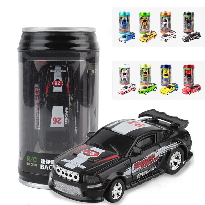 1Pc 1/58 Electric Mini Coke Rc Car W/ Led Light Radio Remote Control Micro Racing Toy Random Color 1