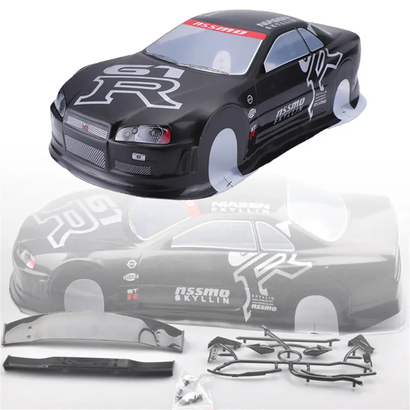 1Pc Box Pack 020Gr 190Mm Painted Pvc Body Shell +Rear Wing For 1/10 Rc Drift Racing Car Model Parts 1