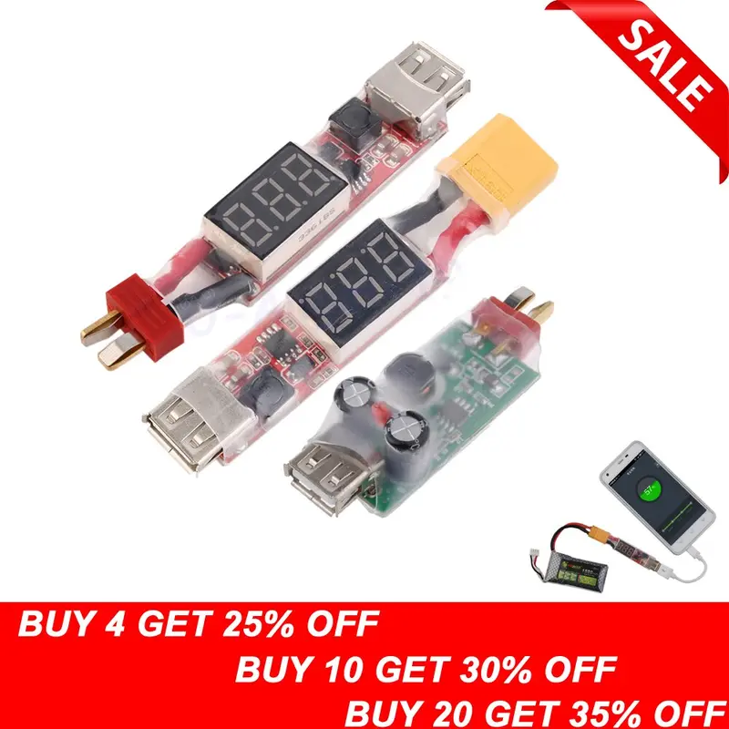 1Pcs 2S-6S Lithium Battery Charger Converter T-Plug Xt60 Plug With Voltage Display For Iphone Ipad Htc 1