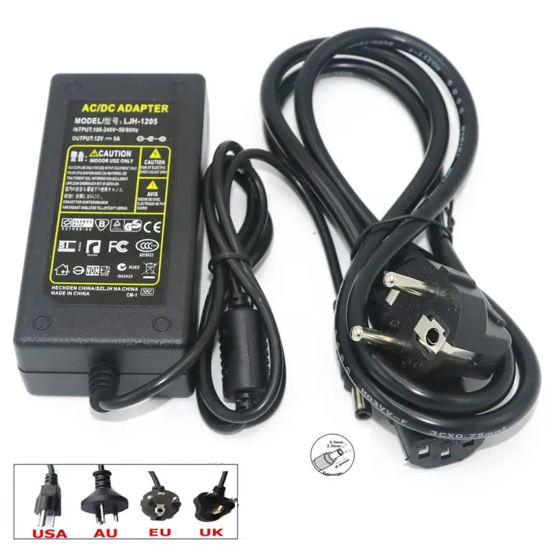 1Pcs Ac Converter Adapter Dc 12V 5A For Imax B5 B6 Balancer Charger Ac Power Adapter Supply Easy Plug Led Wholesae 1