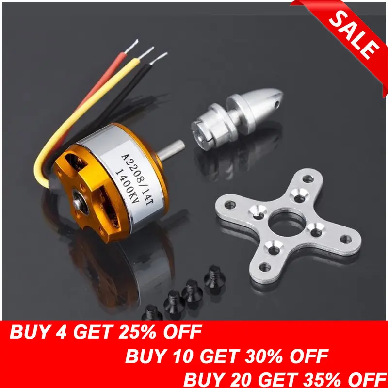 1Pcs Brushless Dc Electric Motor A2208 Kv1100 Kv1400 Kv2600 For Rc Airplanes/Boat/Vehicle Model Glider Plane Kit 1