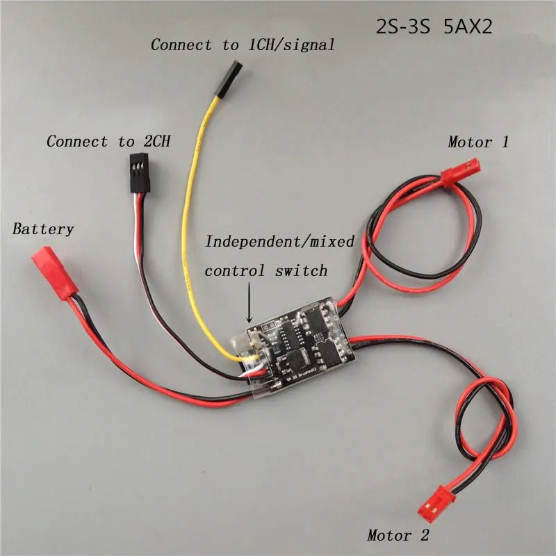 1Pcs Dual Way Bidirectional Brushed Esc 2S-3S Lipo 5A Speed Control For Rc Model Boat/Tank 130 180 Motor Spare Parts 1