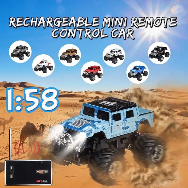 1Pcs Mini Rc Car 2207 Can Be Charged 1:58 Off-Road Vehicle For Children Rc Car High Speed Car Led Light Vehicles Gift Toy 1