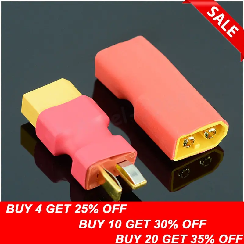 1Pcs T Male Plug To Xt60 Male / T Female Plug To Xt60 Female Adapter For Rc Helicopter Quadcopter Lipo Battery Plug Connector 1