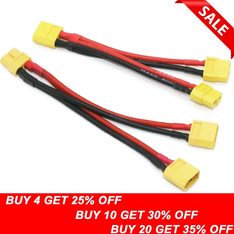 1Pcs Xt60 Parallel Battery Connector Cable Dual Extension Y Splitter Silicone Wire 1