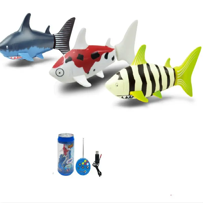 1Set Red White Coke Can Rc Mini Radio Remote Control Shark Fish Kids Electric Water Game Toy 1