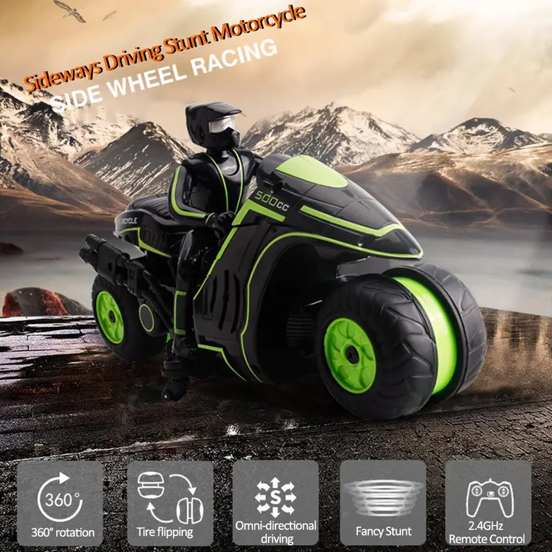 2.4G Rc Stunt Motorcycle Left-Right Drift 360 Degrees Rotation Remote Control Electric Motorcycle Toy For Boys Girls Kids 1