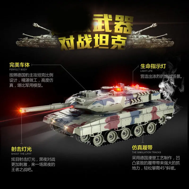 2.4G Remote Control Tank Model Children Cross-Country Toys Multiplayer Vs Alloy Tank Battle Simulation Smoke & Vibration 4 Mbt 4