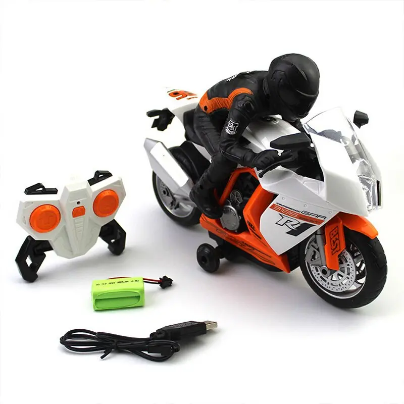 2.4Ghz Rc Motorcycle Stunt Drift Music Led Light Rc Motorbike Model Toys Remote Control Motor Toys For Children Gift,Black 1