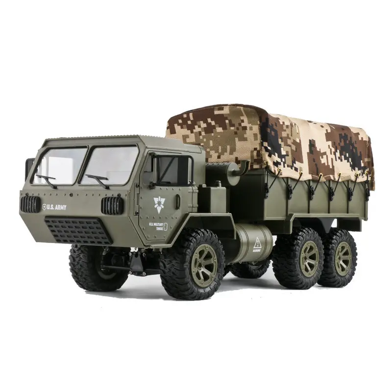 2 Batteries Fayee Fy004a With Canvas 1/16 2.4G 6Wd Rc Car Proportional Control Us Army Military Truck Rtr Model 1