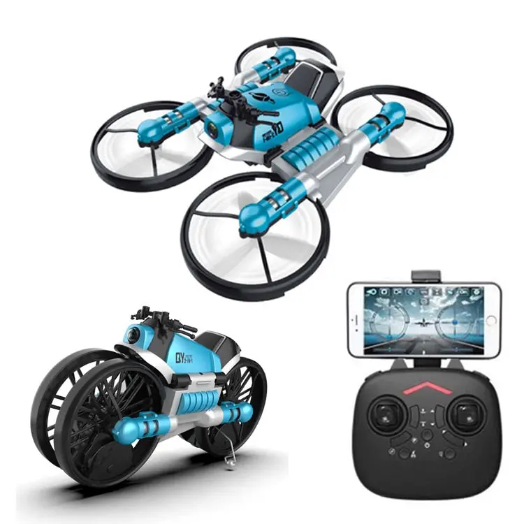 2 In 1 Deformation Rc Folding Motorcycle 2.4G Wifi Remote Control Motor Bike Folding 4 Axis 0.3Mp Wifi Camera Drone 1