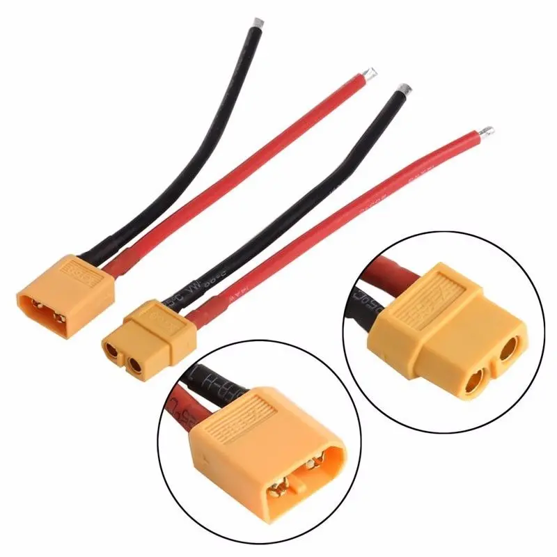 2 Pcs Of Xt60 Battery Male Female Connector Plug With Silicon 14 Awg Wire 1