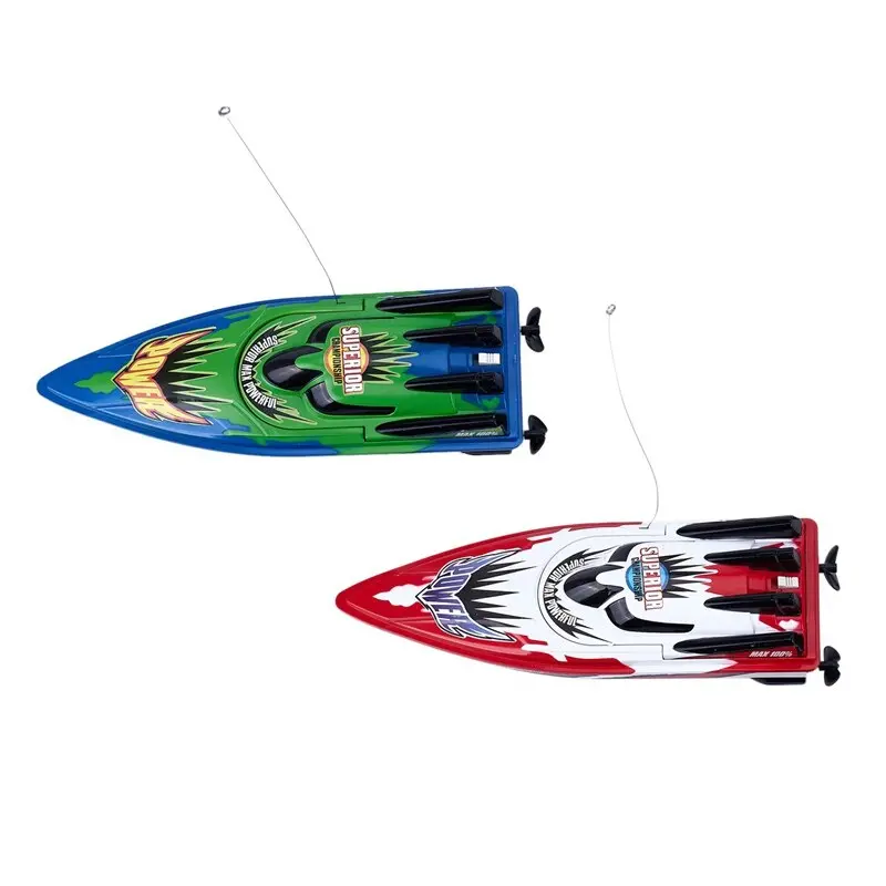2 Pcs Rc Boat Radio Remote Control Twin Motor High Speed Boat Rc Racing Toy Gift For Kids Eu Plug, Green & Red 1