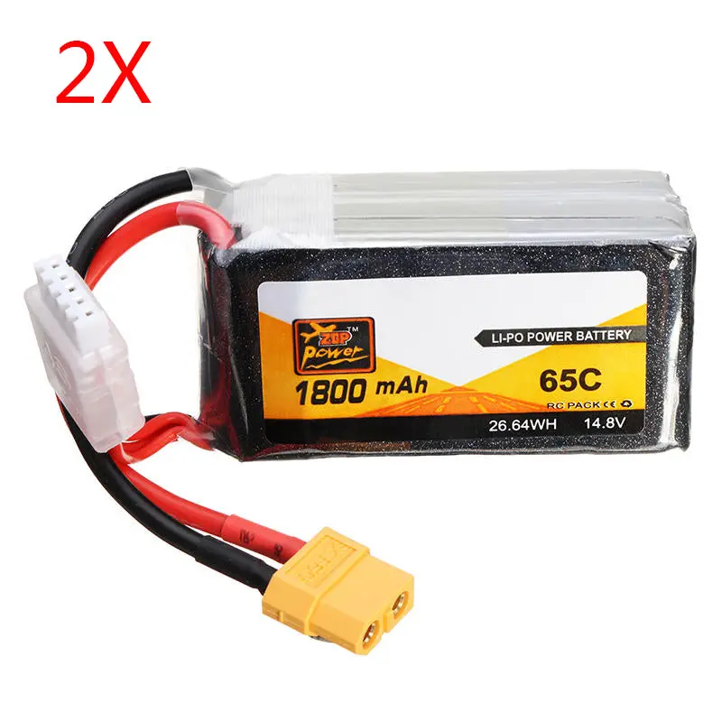 2 Pcs Zop Power 14.8V 1800Mah 65C 4S Lipo Battery Xt60 Plug 1