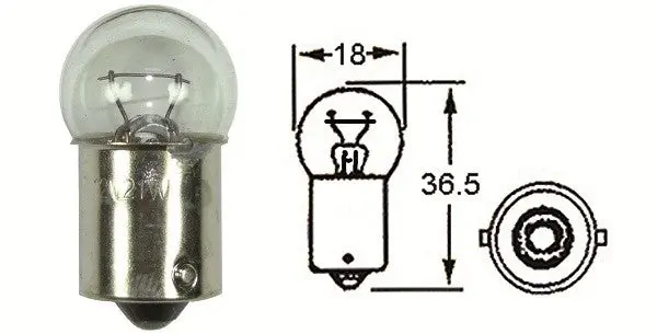 2 X Hl1623b - Indicator Bulb Small Head 12V 21W Ba15s 1