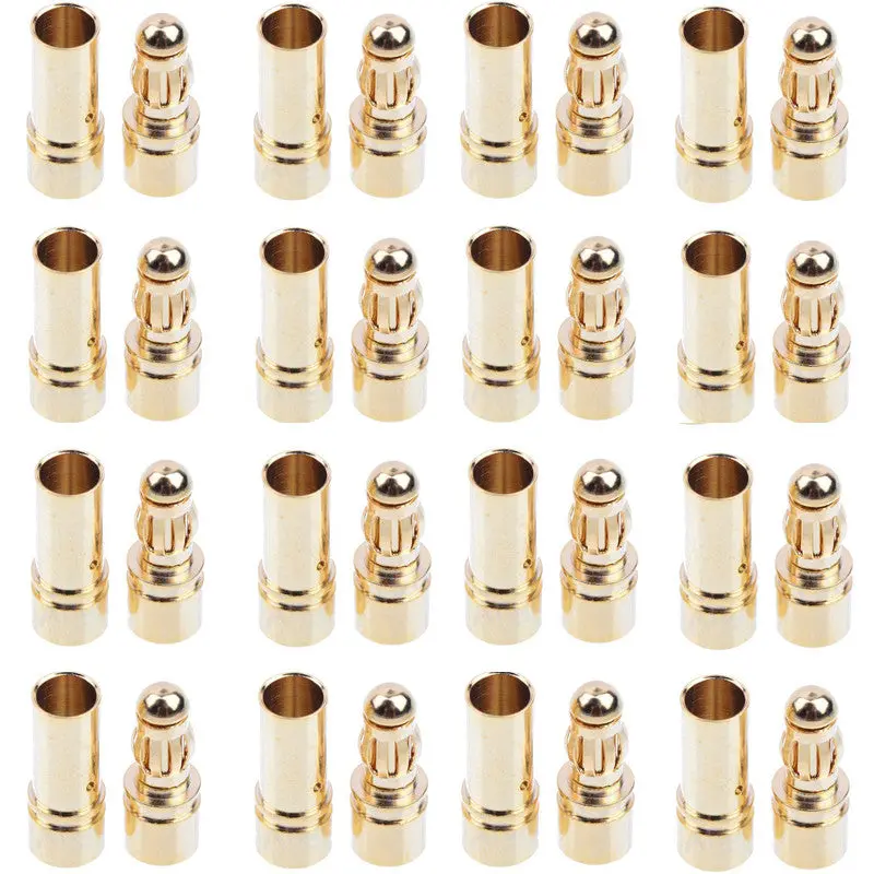 20/40Pcs 3.5Mm 4Mm 5.5Mm Gold Bullet Banana Connector Plug For Rc Fpv Racing Drone Quadcopter Esc Battery Motor 1