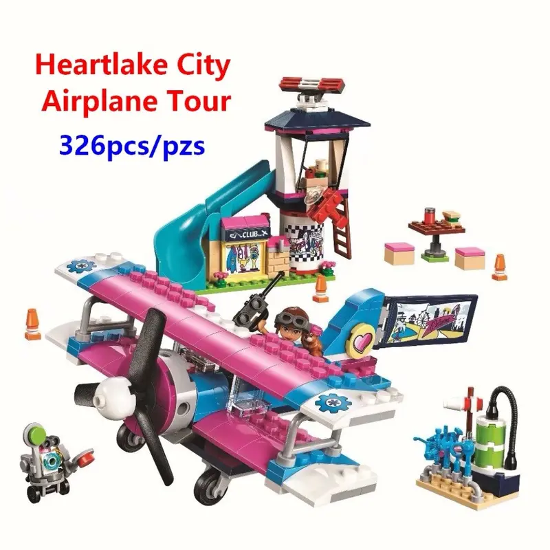 2019 Heartlake City Airplane Tour Emma Building Blocks Model Kit Compatible With Lego Friends 41343 Toys Gift For Girl Kids 1