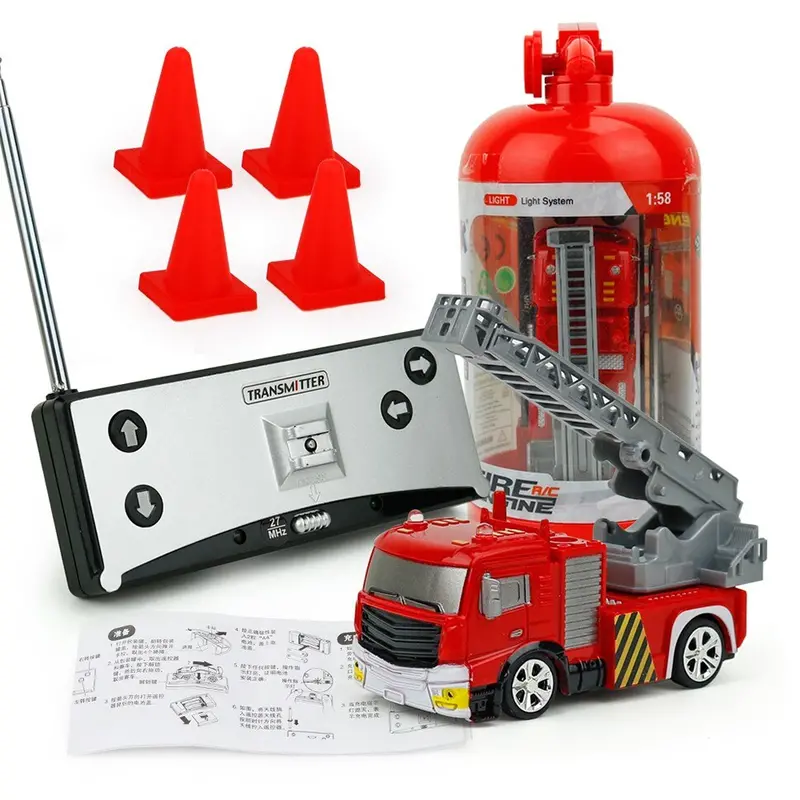 2019 New Childrens Rc Fire Engine Remote Control Fire Truck With Tank/Ladder Flashing Light 1