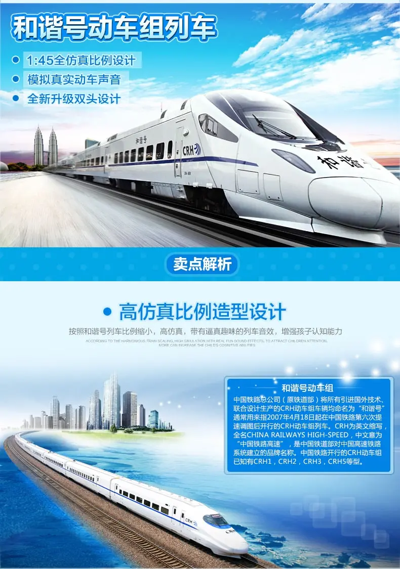 2019 New China High Speed Railway Remote Control Train Large Volume Early Education China Famous Railway 1