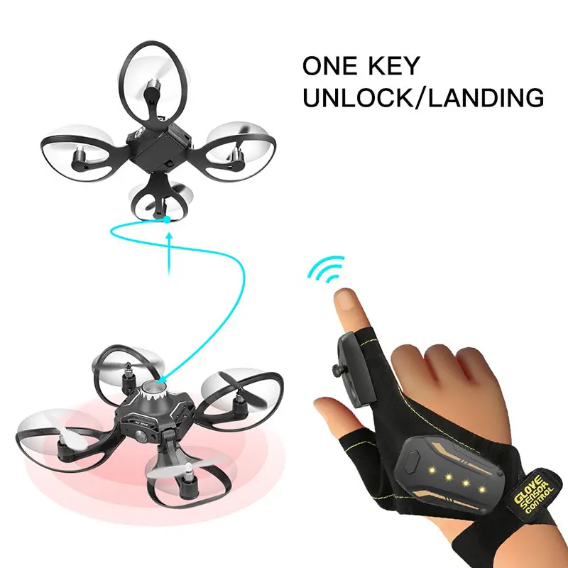 2019 New Original W606-16 Valcano Gloves Control Interactive Mini Drone Quadcopter Wifi Fpv 480P Camera Rc Helicopter Quadcopter 1