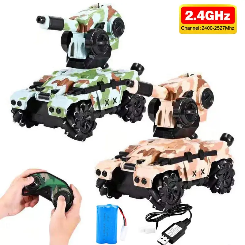 2020 New Rc Tank 2.4G 4Wd Can Fire Water Bombs Rc Tank Drift Horizontal Movement 360 ° Rotating Rc Boy Toys For Kids Children 1