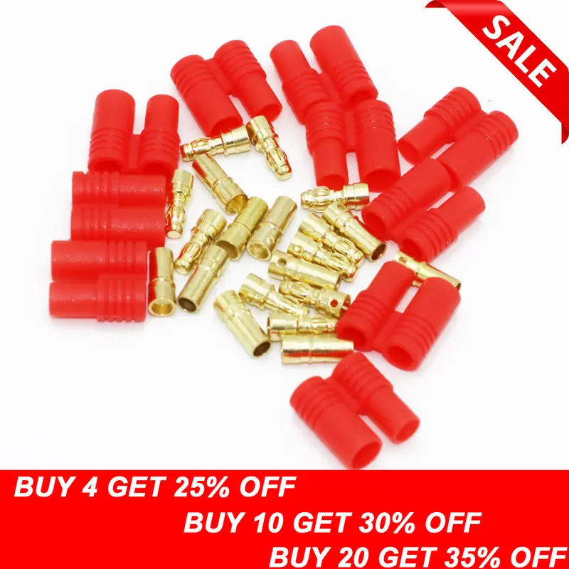 20Pcs/Lot 3.5Mm Gold Bullet Banana Connector Plug With Protective Sleeve For Esc Battery Motor (10 Pair) 1