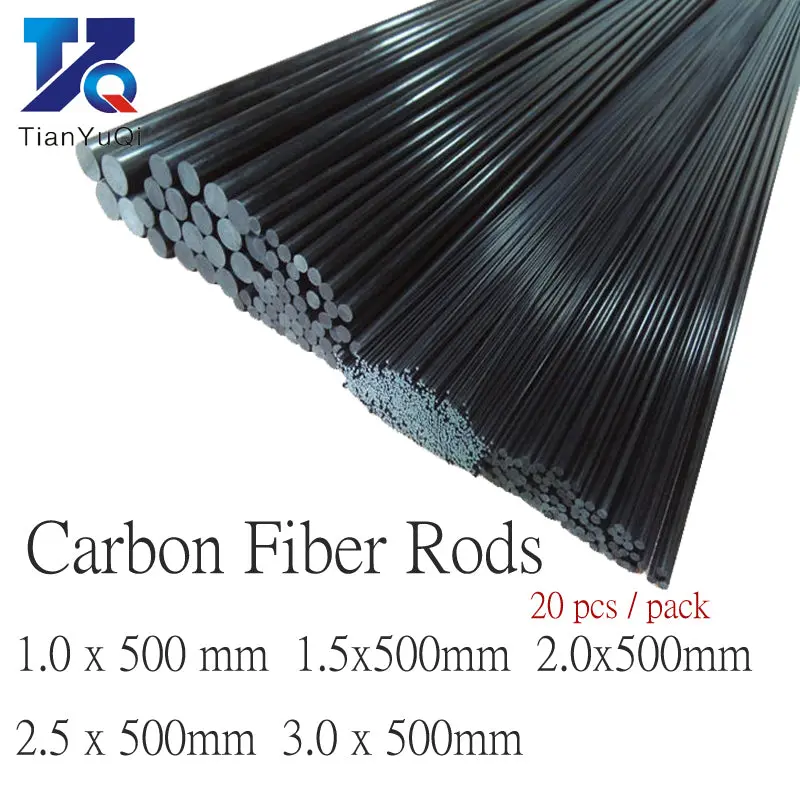 20Pcs/Lot New Carbon Fiber Rods For Rc Plane Diy Tool Wing Tube Quadcopter Arm Carbon Fiber Tube 1Mm 1.5Mm 2Mm 3Mm (500Mm) 1