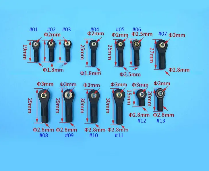 20Pcs M2/M2.5/M3 Plastic Ball Joint 2/3Mm Tie Link Rod End Holder Wear Resisting Connector For Rc Boat Car Airplane Trucks Buggy 1