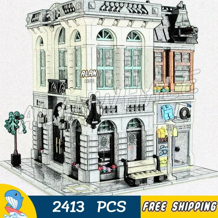 2413Pcs Creator Brick Bank Street City Modular House Model Building Blocks 15001 Assemble Toys Compatible With Legoing 1