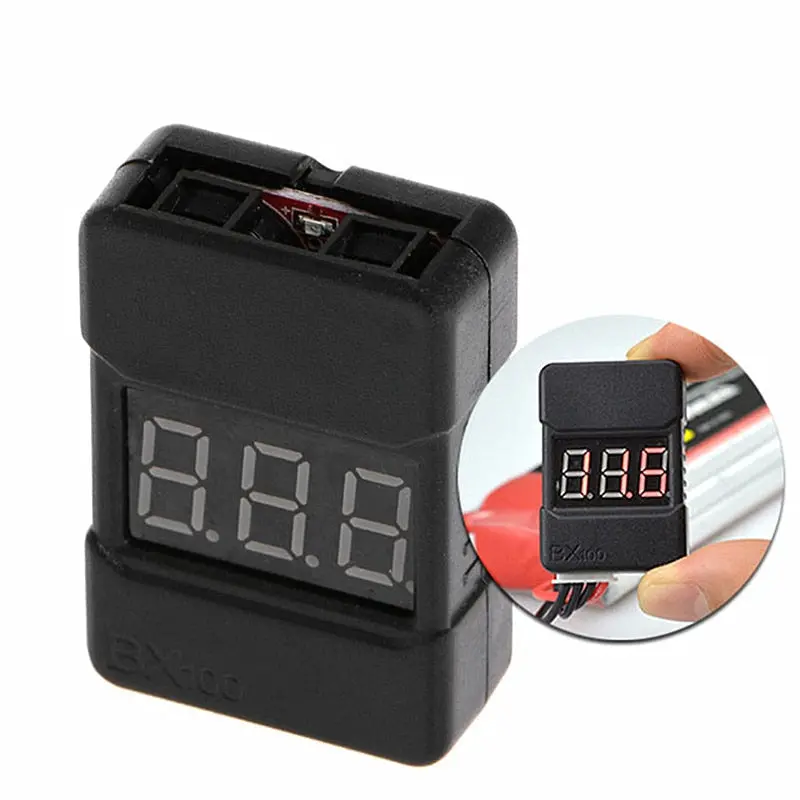 2Pcs/1Pcs Bx100 1-8S Lipo Battery Low Voltage Power Display Tester Buzzer Alarm Black 1