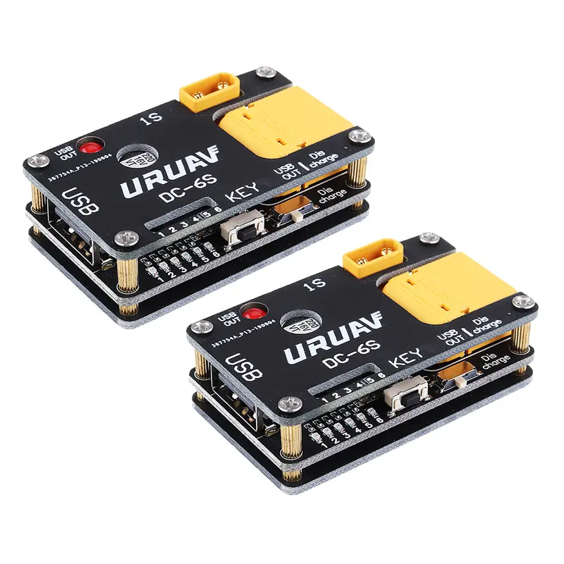 2Pcs 2 In 1 Uruav Dc-6S 5-12V Battery Charger Discharger Xt60/30/Ph2.0 Plug Usb Output For 1-6S Battery Mobile Phone Quick Charge 1
