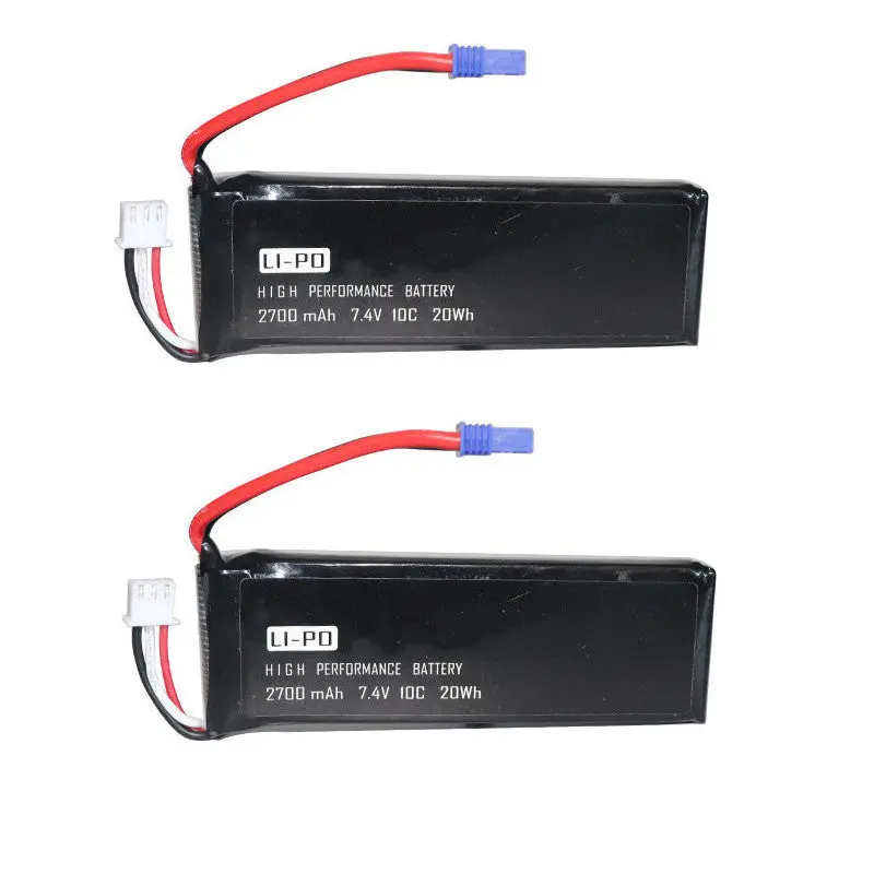 2Pcs 7.4V 2700Mah 10C Lipo Battery With Usb Charger For Hubsan H501s H501c Rc Quadcopter 1