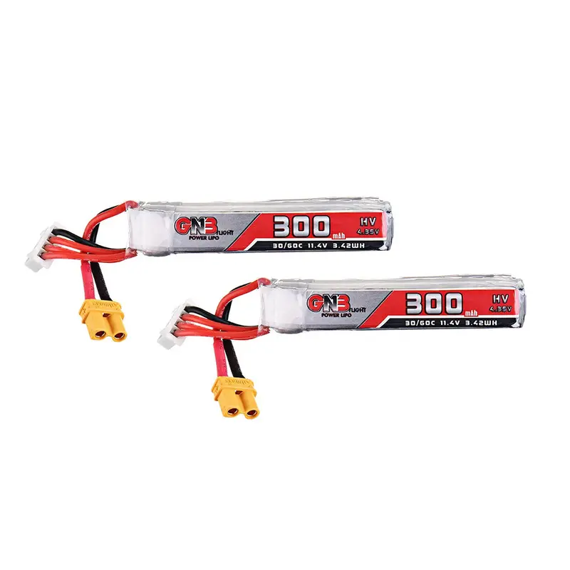 2Pcs Gaoneng 11.4V 300Mah 30C/60C 3S Hv 4.35V Lipo Battery Xt30 Plug For Full Speed Tiny Leader Drone 1