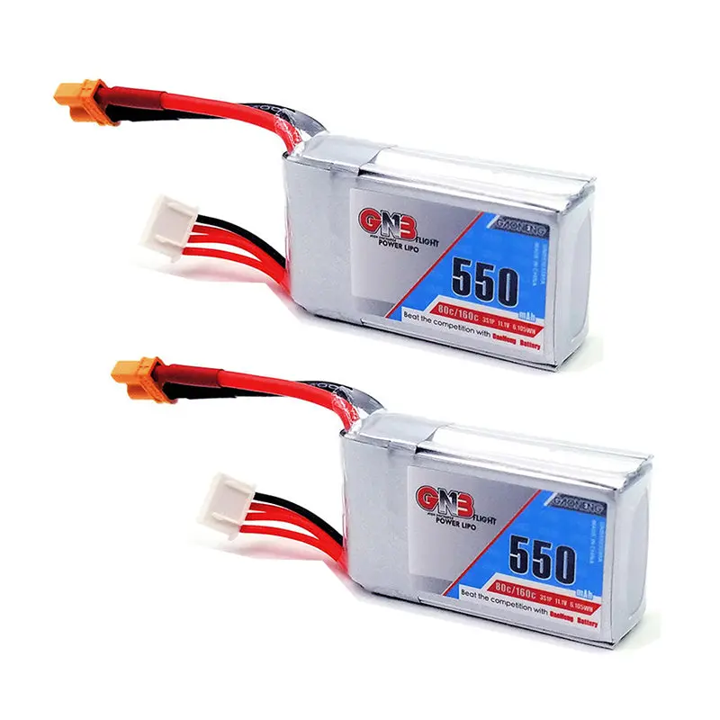 2Pcs Gaoneng Gnb 11.1V 550Mah 80/160C 3S Lipo Battery Xt30 Plug For Eachine Lizard95 Fpv Racer 1