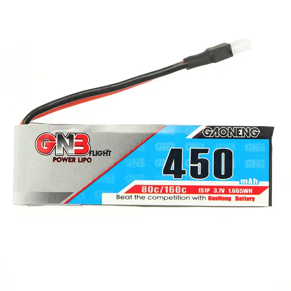 2Pcs Gaoneng Gnb 3.7V 450Mah 1S 80/160C Lipo Battery With White Plug 1