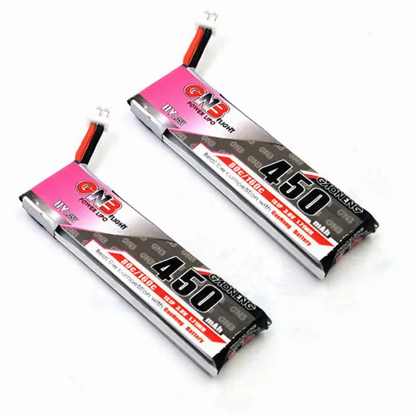 2Pcs Gaoneng Gnb 4.35V 450Mah 1S 80C Hv Battery Ph2.0 Plug For E010 M80s Tiny7 Rc Model 1