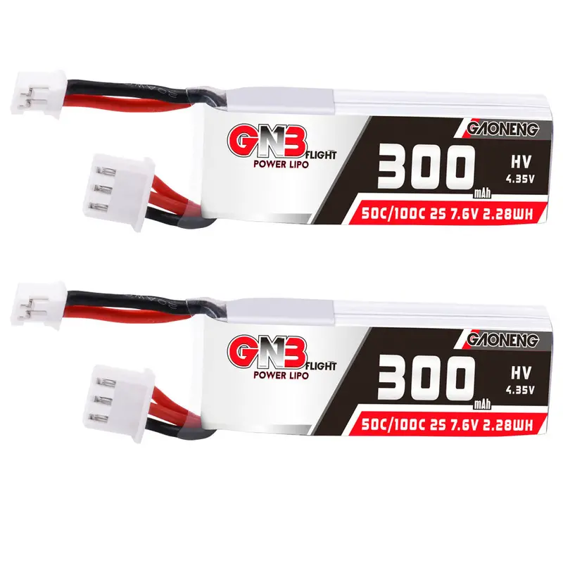 2Pcs Gaoneng Gnb 7.6V 300Mah 50C 2S Hv 4.35V Ph2.0 Lipo Battery For Emax Tinyhawks Fpv Racing Drone 1