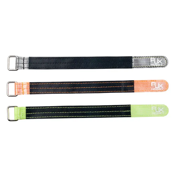 2Pcs Rjxhobby High Strength Non Slip Silicone 3M Fiber Metal Claps Battery Strap For Lipo Battery 1