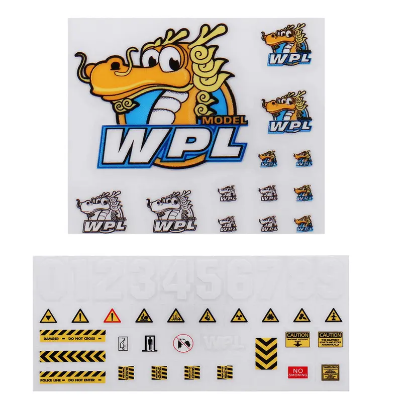 2Pcs Stickers Sheet For 1/16 Wpl B-1 B16 B14 B16 B24 B36 C14 C14 C34 Diy Decals Rc Car Parts 1