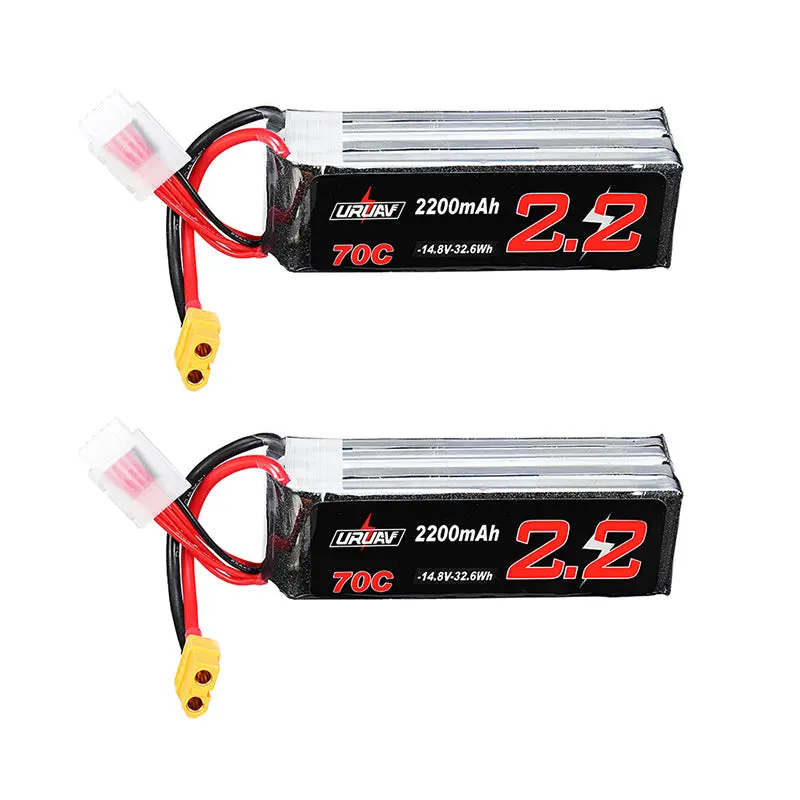 2Pcs Uruav 14.8V 2200Mah 70C 4S Lipo Battery Xt60 Plug For Eachine Fury Wing Airplane Feilun Ft011 1