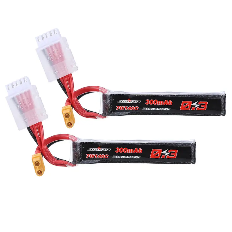 2Pcs Uruav 15.2V 300Mah 70C/140C 4S Lipo Battery Xt30 Plug For Rc Fpv Racing Drone 1