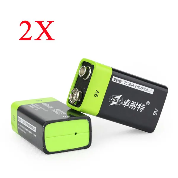 2Pcs Znter S19 9V 400Mah Usb Rechargeable 9V Lipo Battery 1