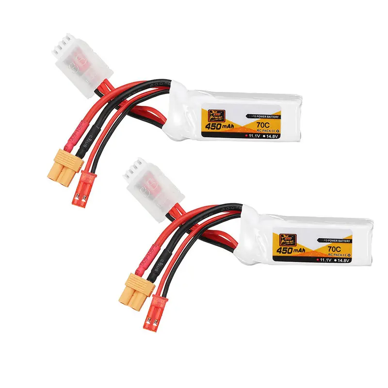 2Pcs Zop Power 11.1V 450Mah 70C 3S Lipo Battery Jst Xt30 Plug For Fpv Racing Multi Rotor 1