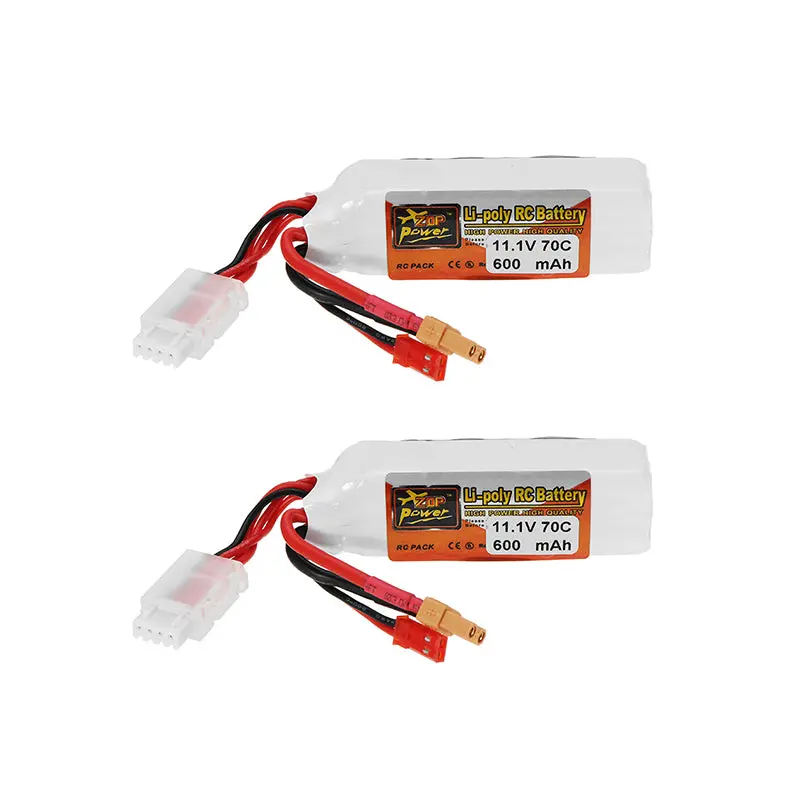 2Pcs Zop Power 11.1V 600Mah 70C 3S Lipo Battery Jst Xt30 Plug For Eachine Lizard95 Fpv Racer 1