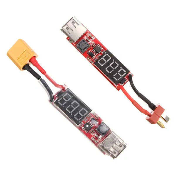 2S-6S Lipo Battery To Usb Power Converter Adapter Digital Display 5V 1A 1