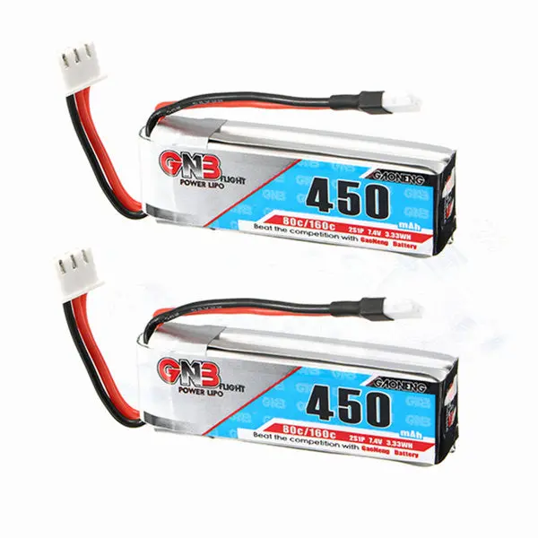 2X Gaoneng Gnb 7.4V 450Mah 2S 80/160C Lipo Battery White Plug 1